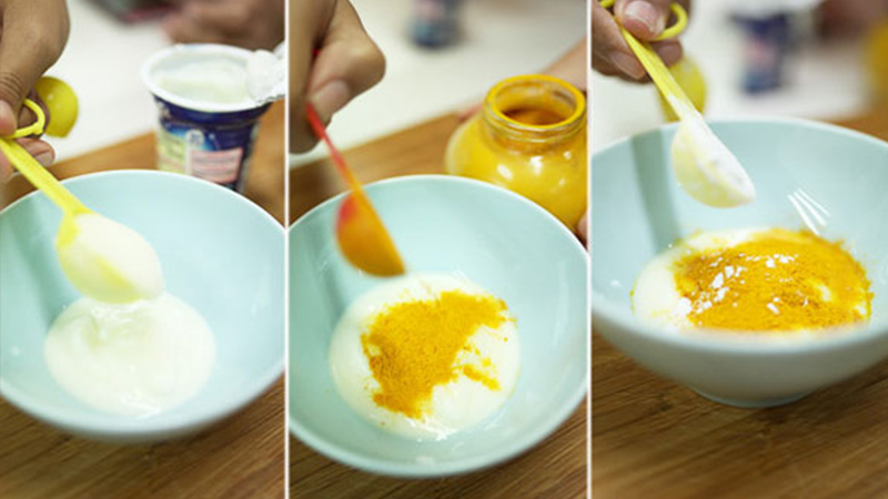 bột mì + sữa + bột nghệ