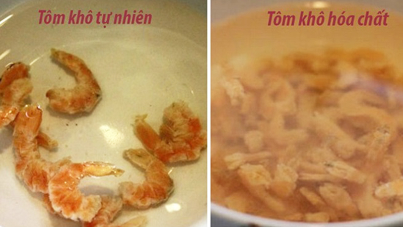 cách nhận biết tôm khô có hóa chất