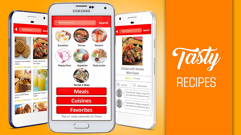 Giao diện app Tasty trên IOS Và Android