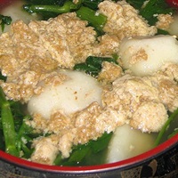 Canh cua rau muống khoai sọ