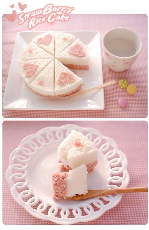 Bánh dâu tim màu hồng siêu dễ thương  