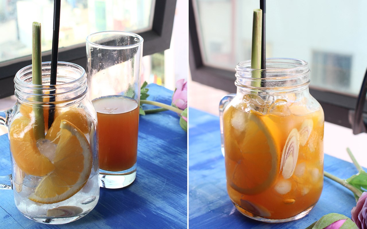 Cách làm trà đào cam sả  